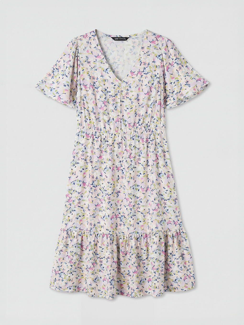 V Neck Floral A Form Dress-4