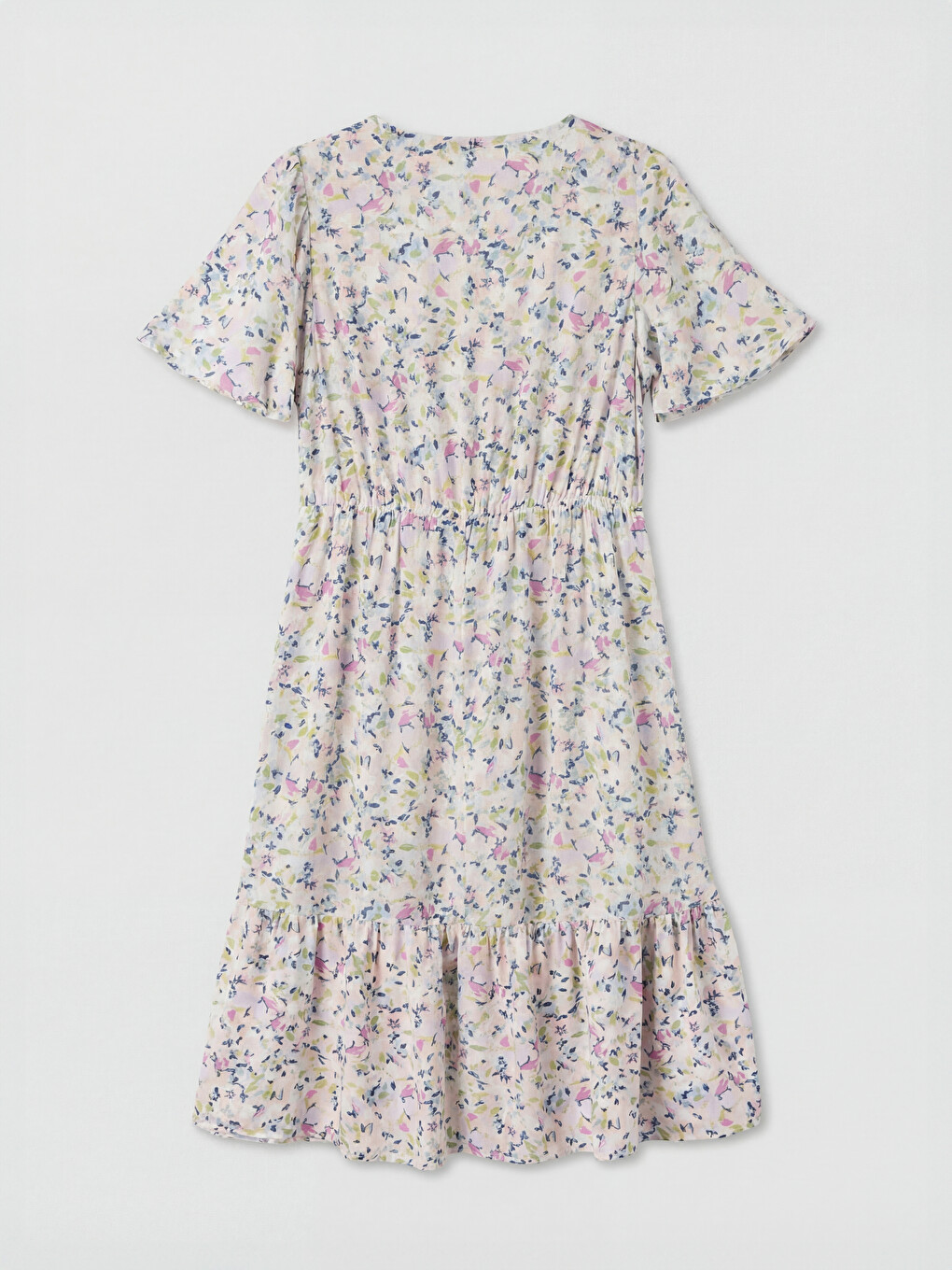 V Neck Floral A Form Dress-5