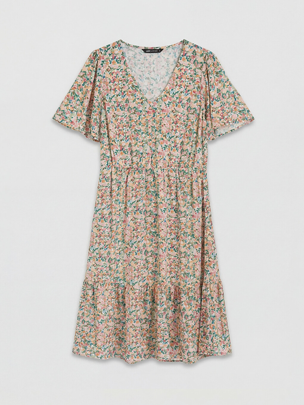 V Neck Floral A Form Dress-3