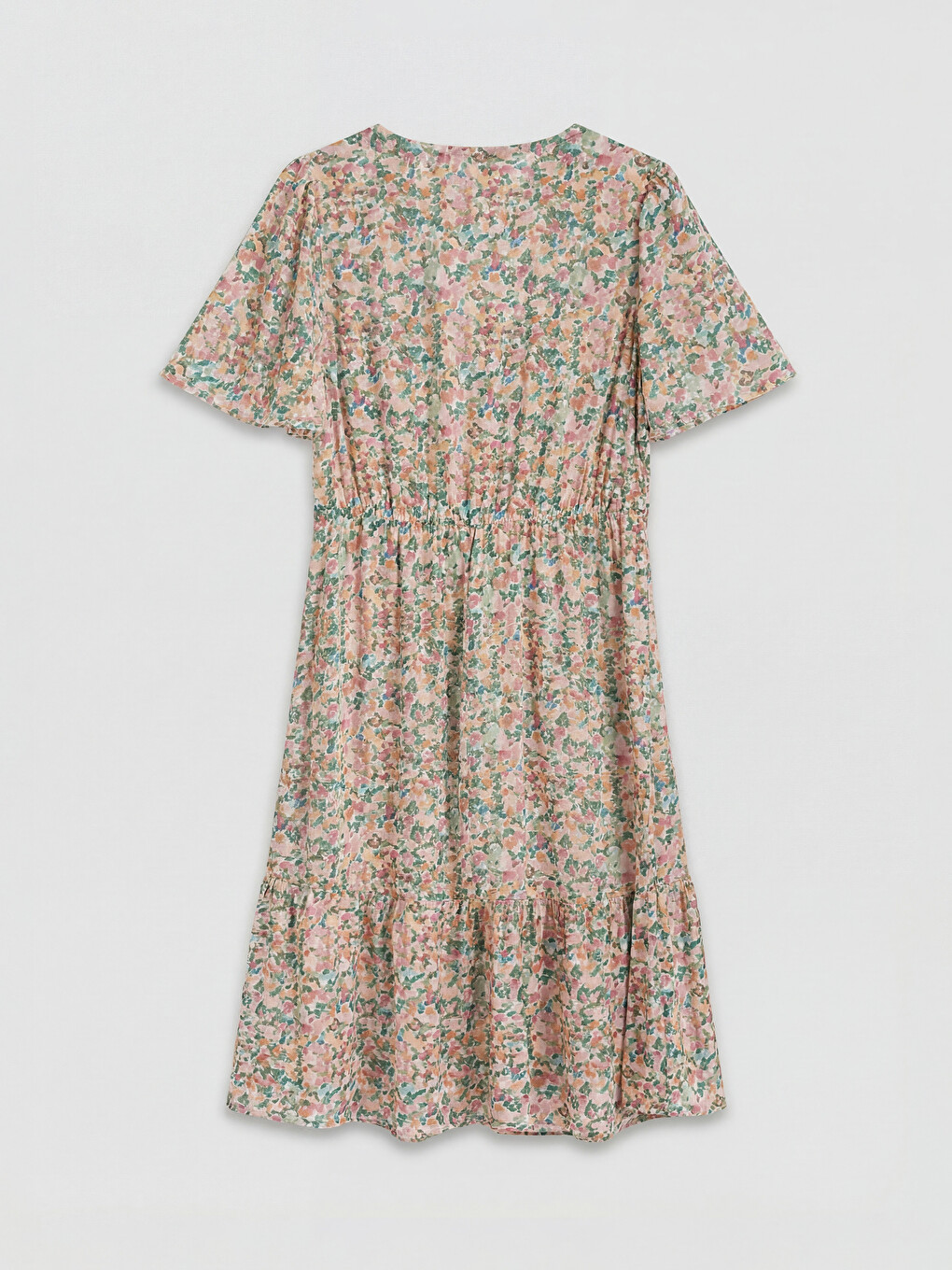 V Neck Floral A Form Dress-4