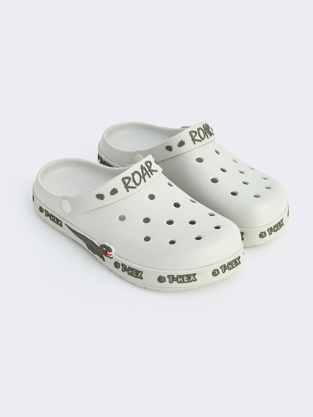 Bej Dinozor Baskılı Erkek Çocuk Plaj Sandaleti