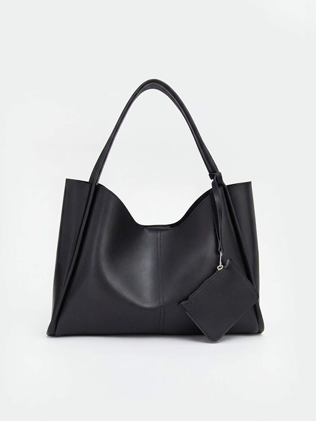 Siyah Fermuarlı Cüzdan Detaylı Kadın Omuz Çantası-1