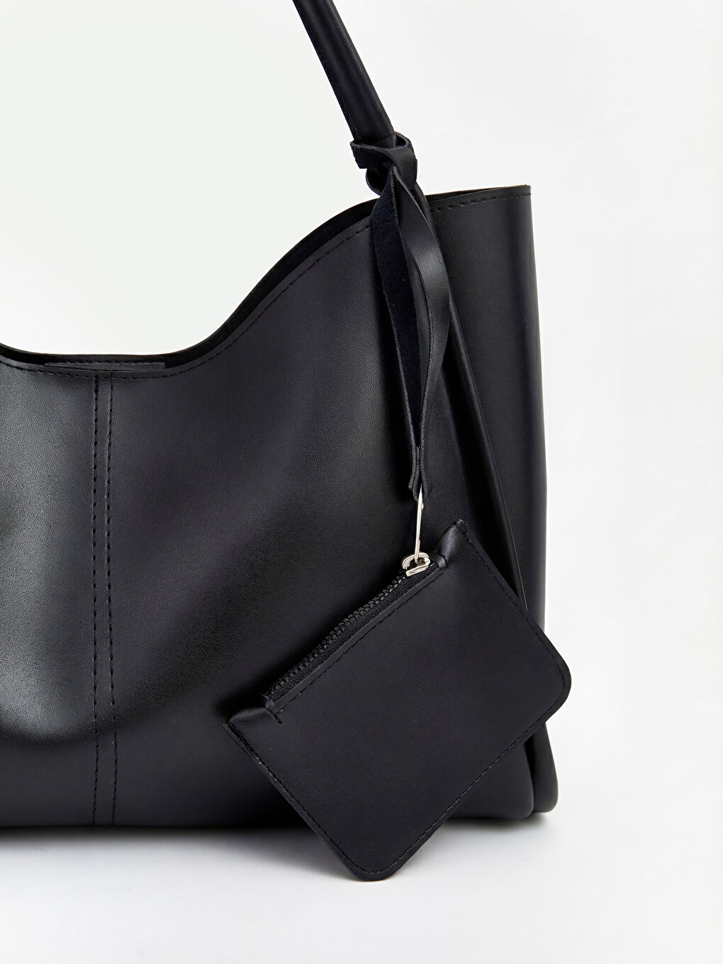 Siyah Fermuarlı Cüzdan Detaylı Kadın Omuz Çantası-3