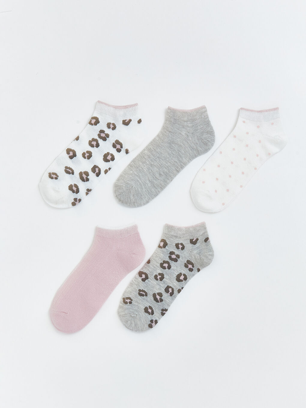 Ekru Kız Çocuk Patik Çorap 5'li