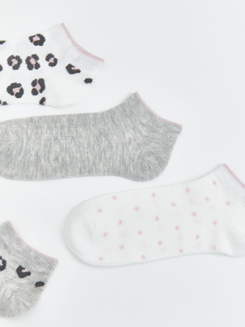Ekru Kız Çocuk Patik Çorap 5'li-1
