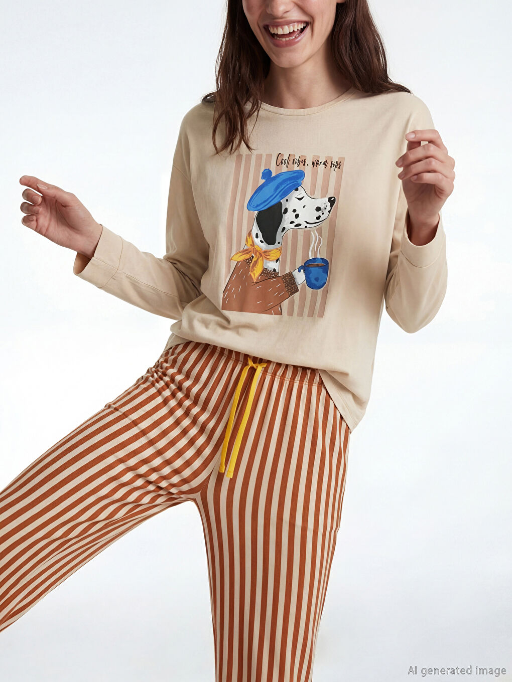 Crew Neck Printed Woman Pyjama Set-1