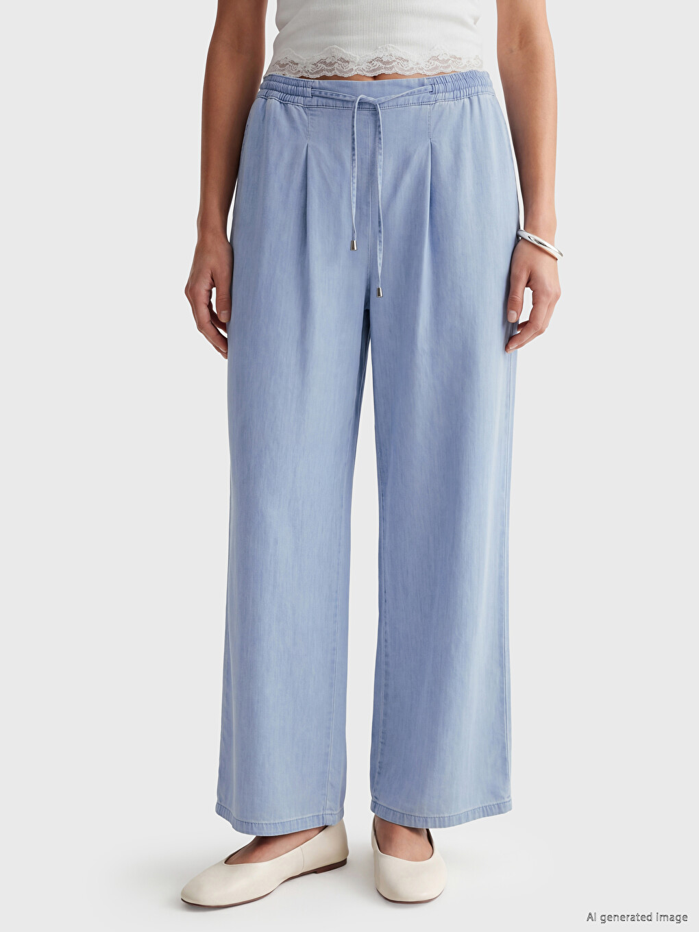 Elastic Waist Wideleg Women's Jeans-1
