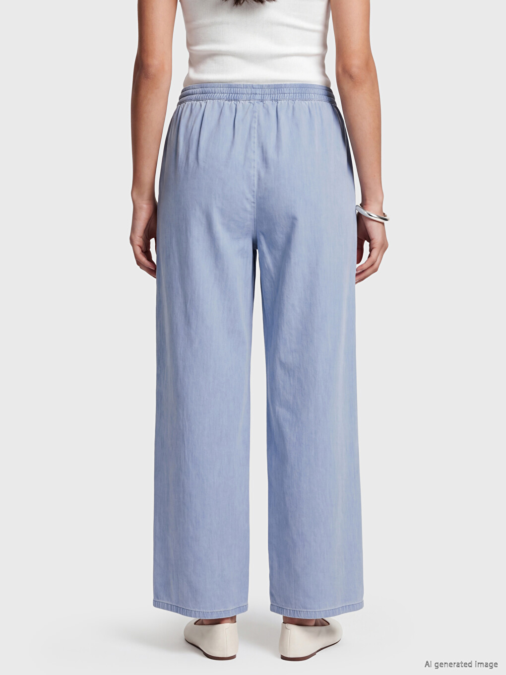 Elastic Waist Wideleg Women's Jeans-3
