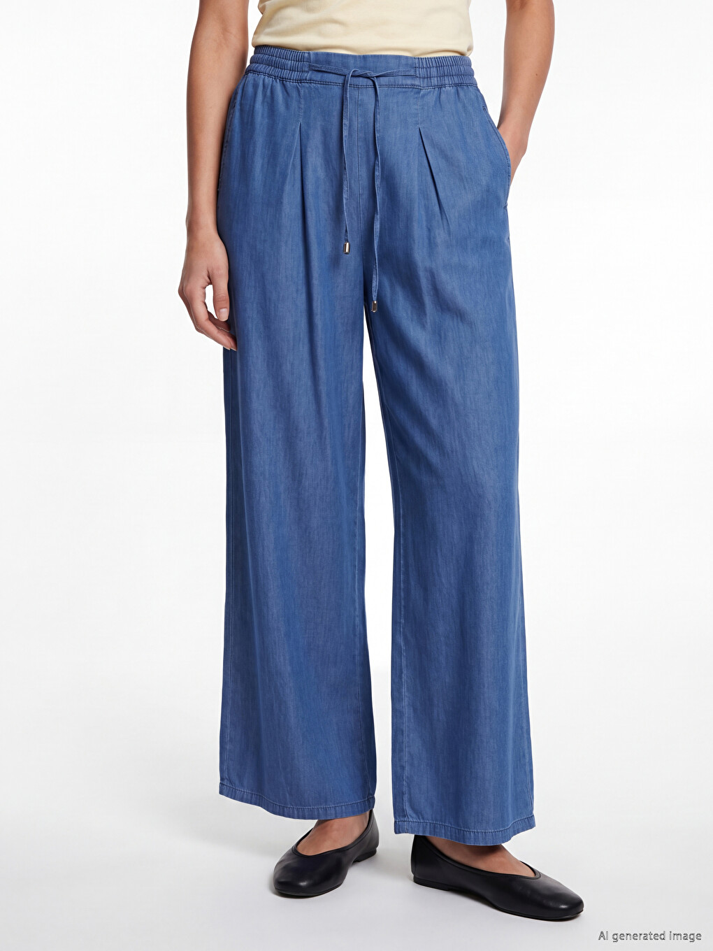 Elastic Waist Wideleg Women's Jeans-1