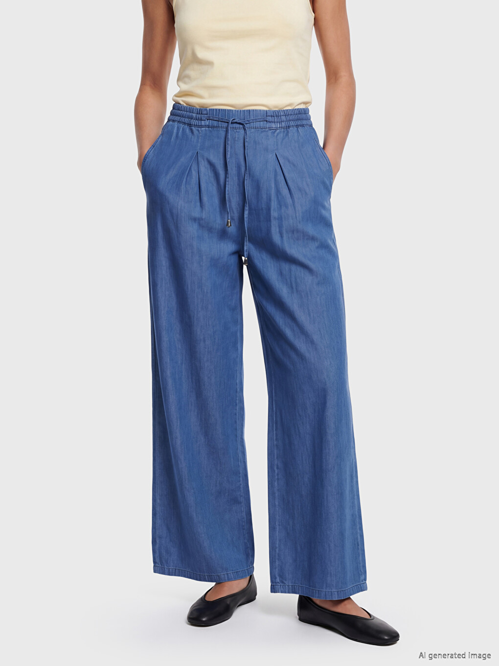 Elastic Waist Wideleg Women's Jeans-2