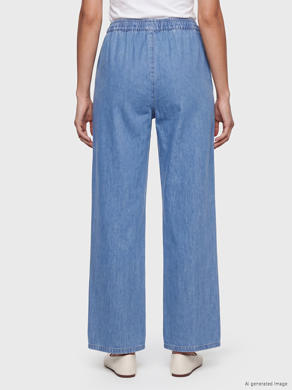 Elastic Waist Wideleg Women's Jeans-3