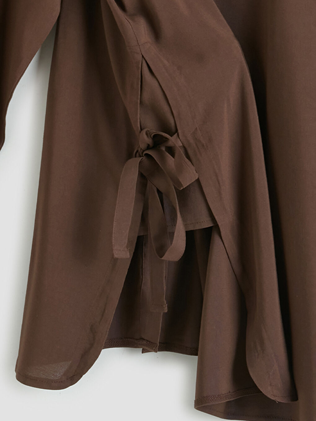 Kahverengi Keten Karışımlı Kadın Gömlek Tunik-2