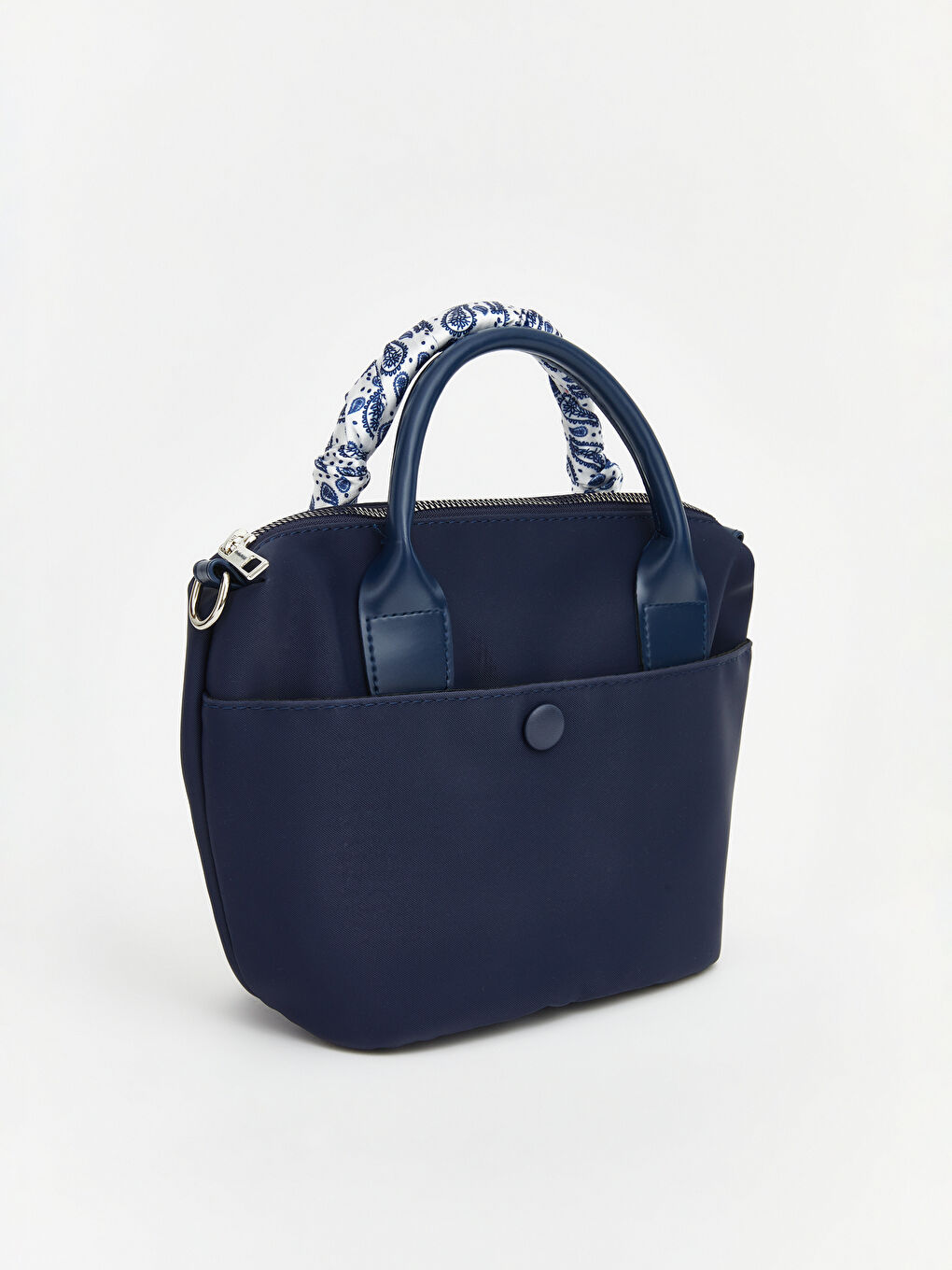 Lacivert Fular Detaylı Kadın Omuz Çantası-1