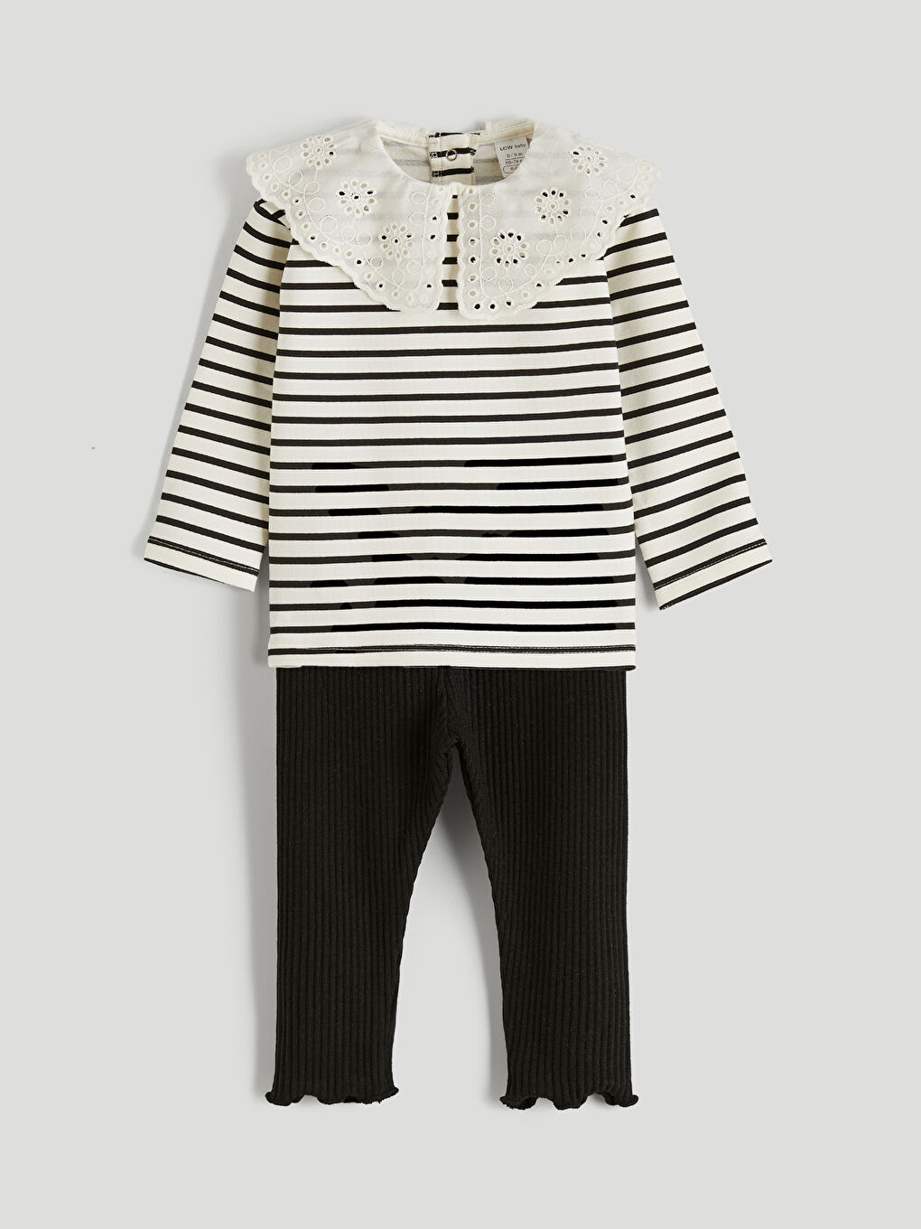 Ekru Bebe Yaka Kız Bebek Bluz ve Tayt 