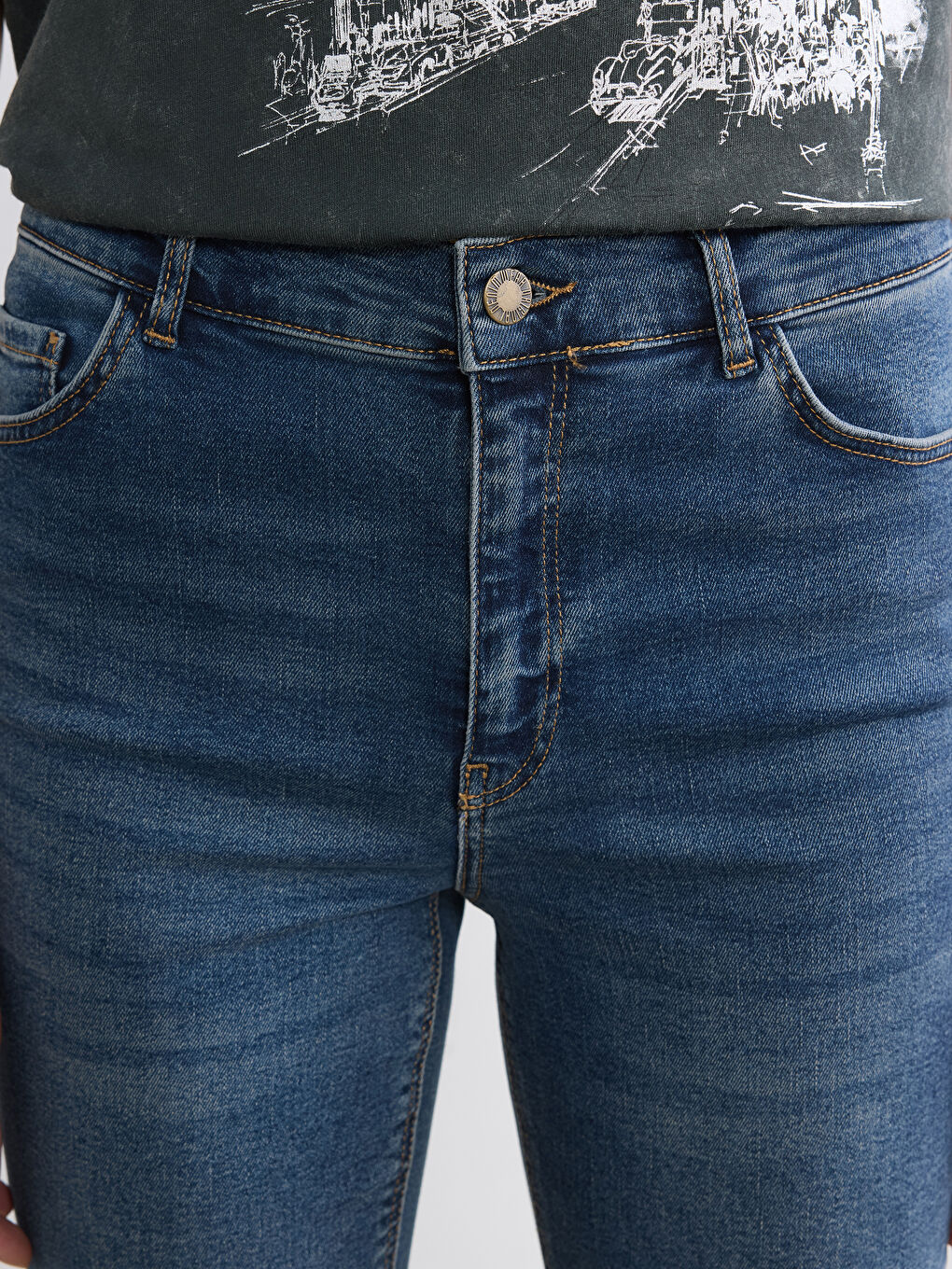 İndigo Yüksek Bel Süper Skinny Fit Kadın Jean Pantolon-2