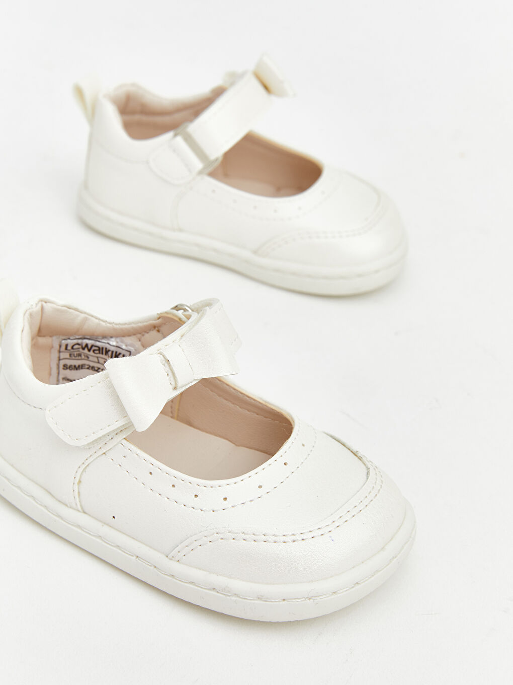 Beyaz Deri Görünümlü Kız Bebek İlk Adım Ayakkabısı-2