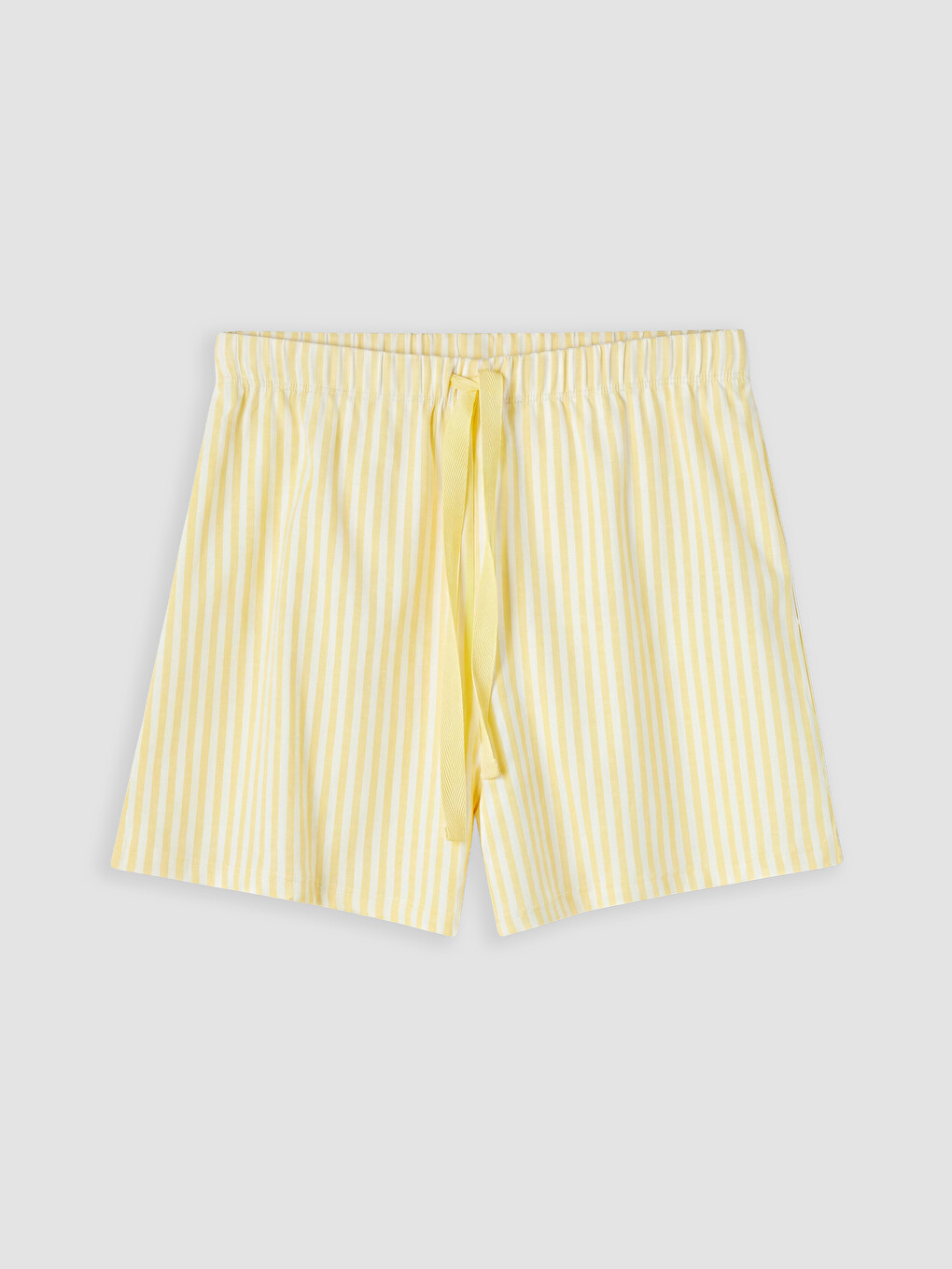 Sarı Bisiklet Yaka Kadın Şortlu Pijama Takımı-7