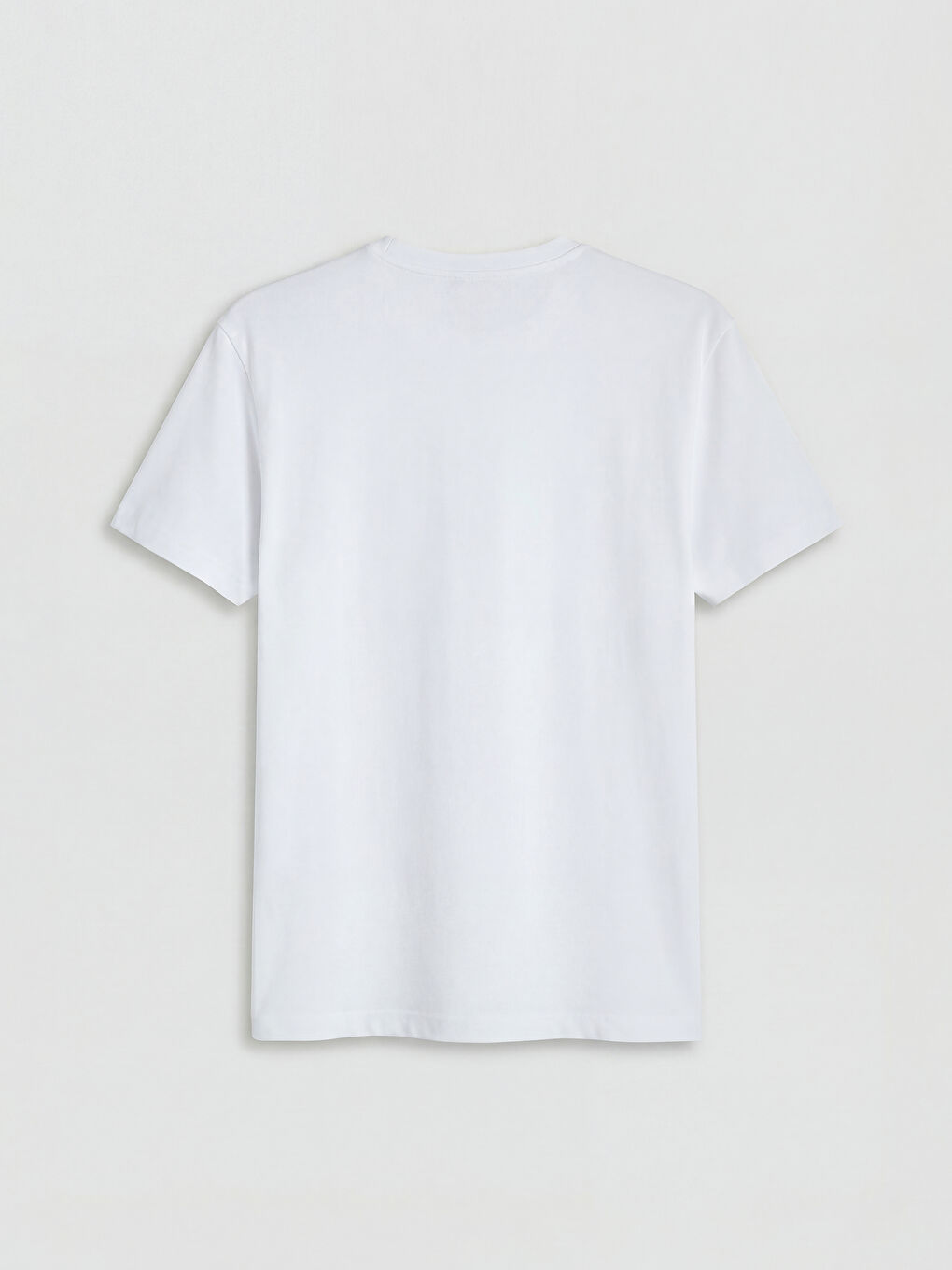 Beyaz Bisiklet Yaka Erkek Tişört-1