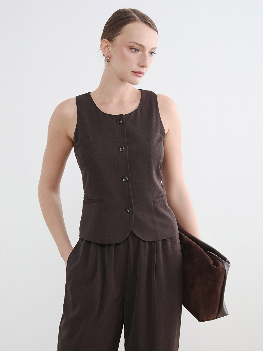 Woman BROWN Suit Waistcoat