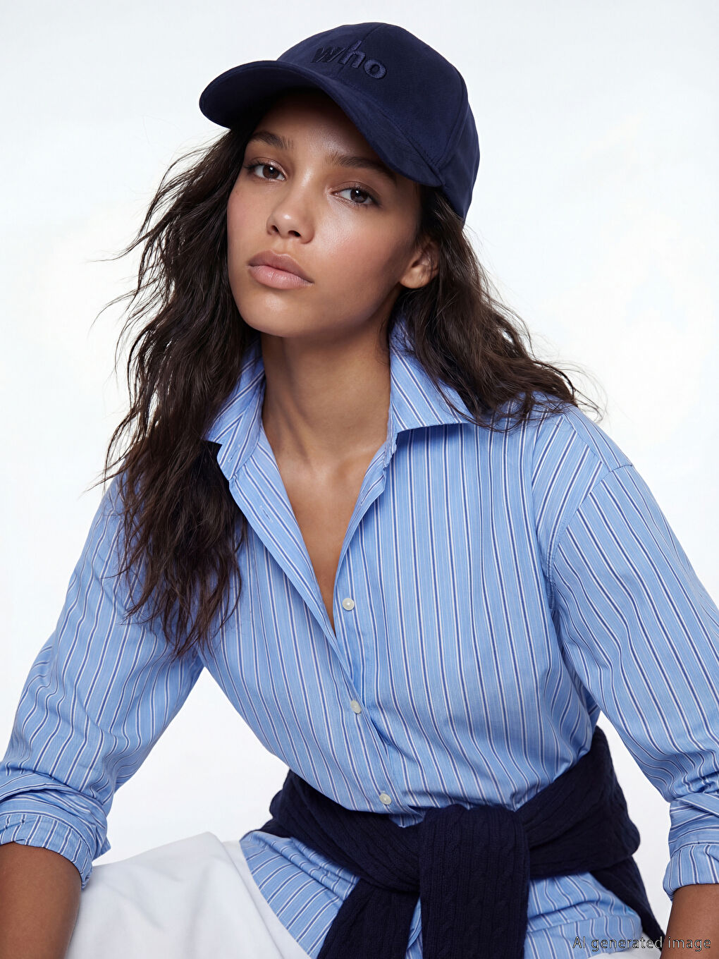 Lacivert Who Yazı Nakışlı Kadın Kep Şapka 