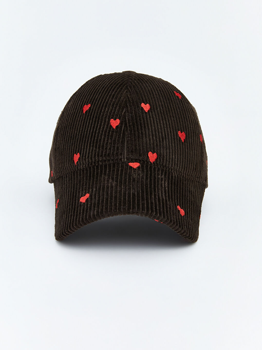 Kahverengi Kalp Baskılı Kadın Kep Şapka 