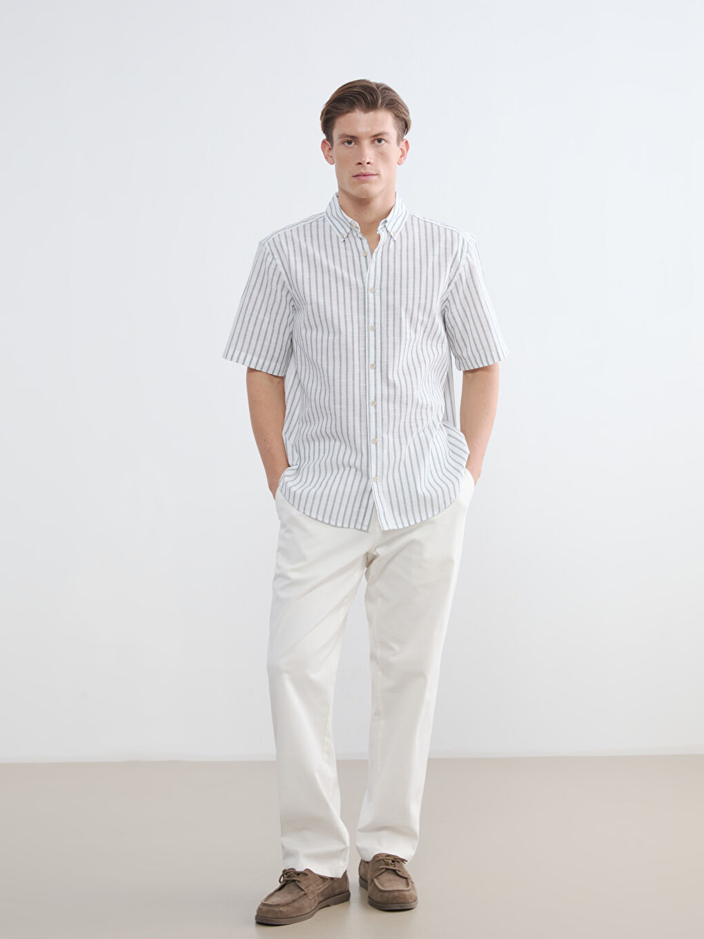 Mavi Regular Fit Çizgili Erkek Gömlek-1