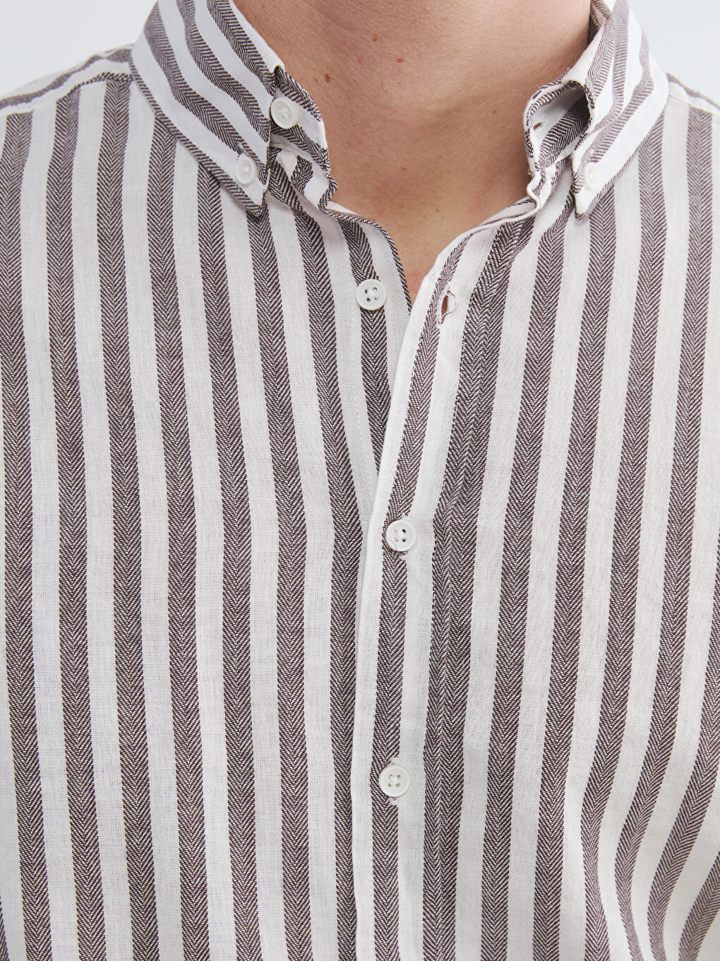 Mürdüm Regular Fit Çizgili Erkek Gömlek-2
