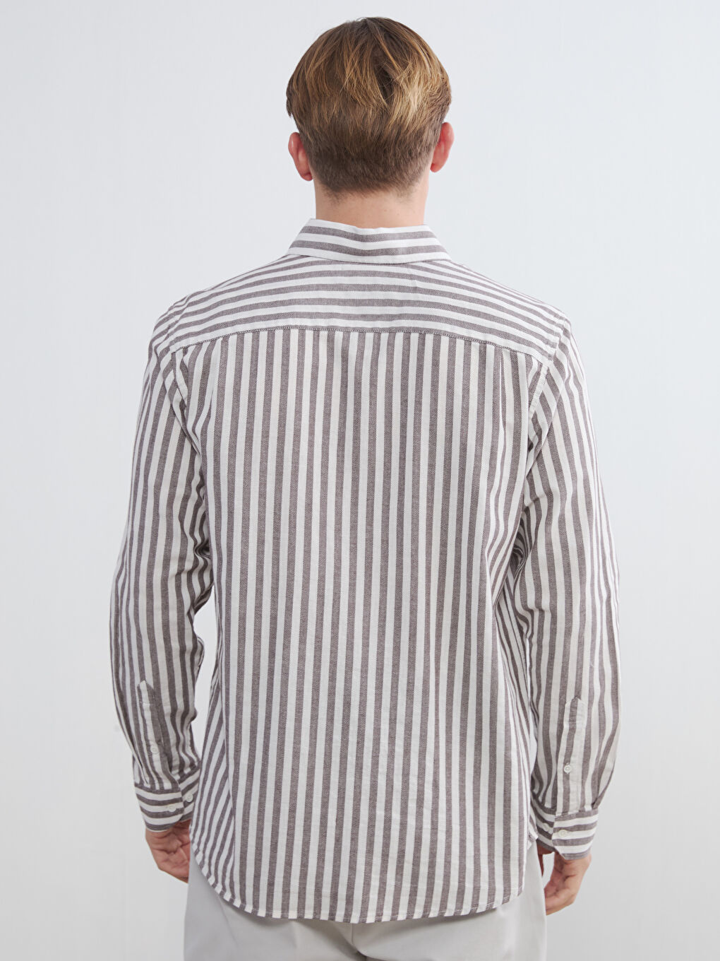 Mürdüm Regular Fit Çizgili Erkek Gömlek-3