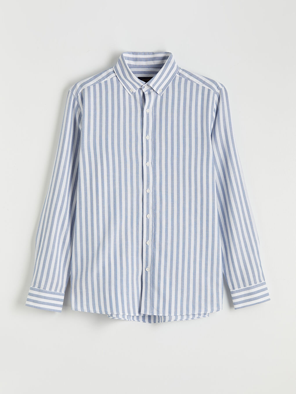 Mavi Regular Fit Çizgili Erkek Gömlek-4