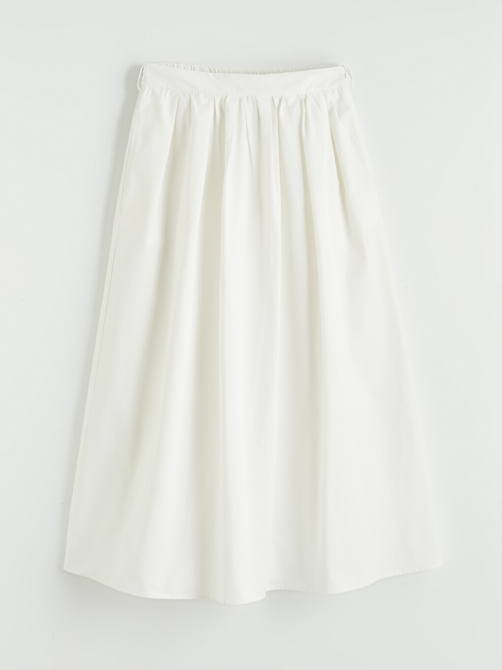 Poplin Fabric Elastic Waist Flared Skirt-4