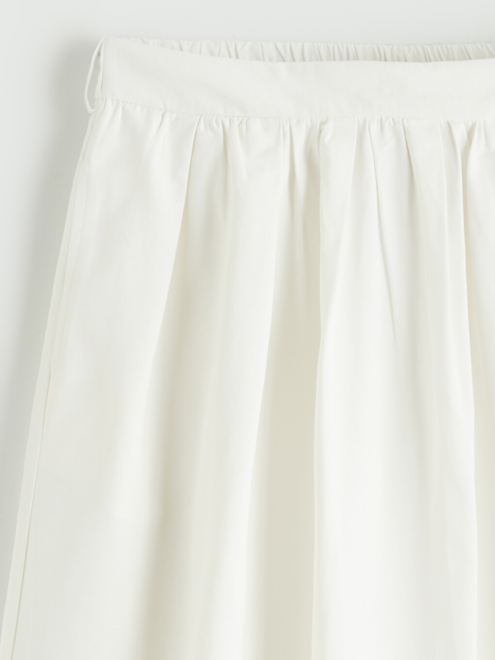 Poplin Fabric Elastic Waist Flared Skirt-5