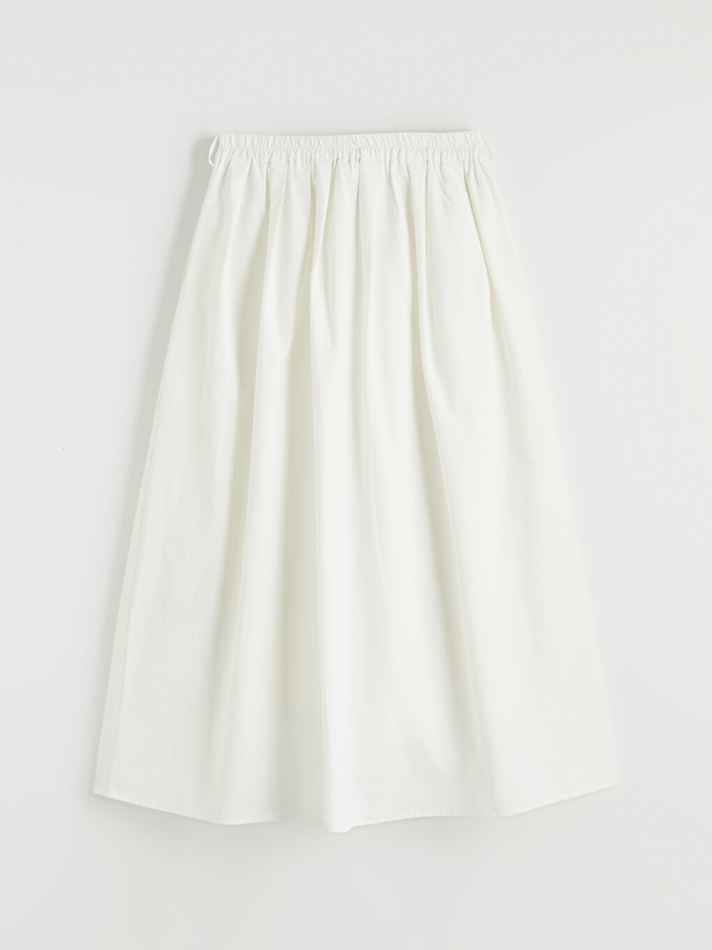 Poplin Fabric Elastic Waist Flared Skirt-6