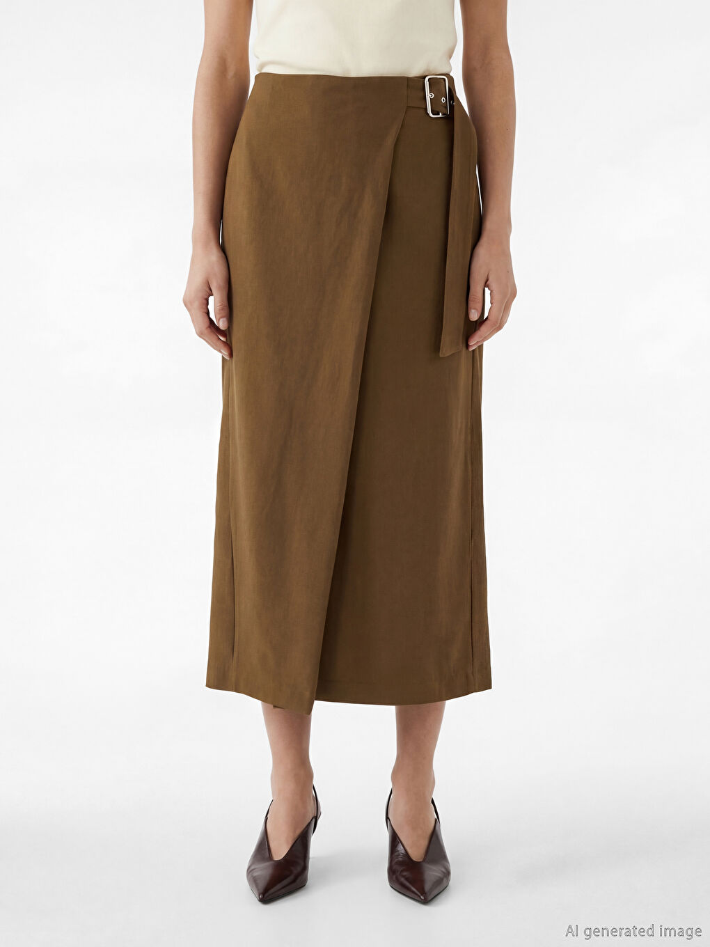 Haki Beli Kemerli Toka Detaylı Etek-1