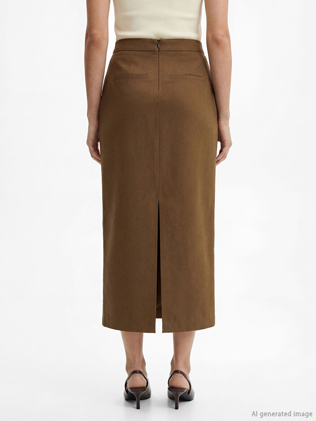 Haki Beli Kemerli Toka Detaylı Etek-3