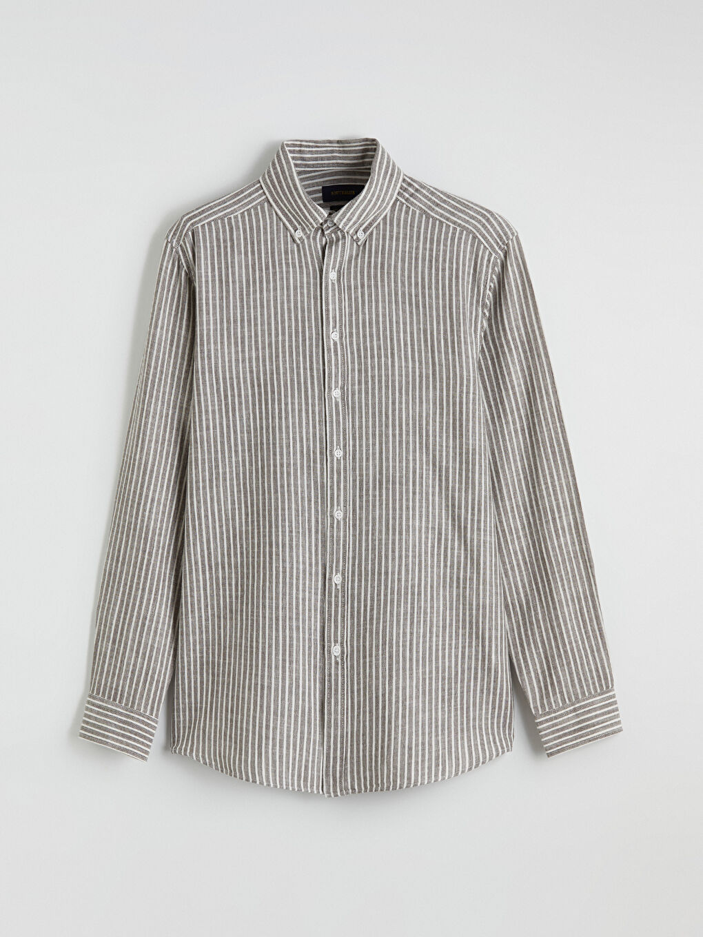 Haki Regular Fit Çizgili Erkek Gömlek-4