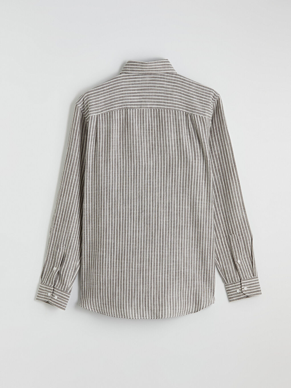 Haki Regular Fit Çizgili Erkek Gömlek-6