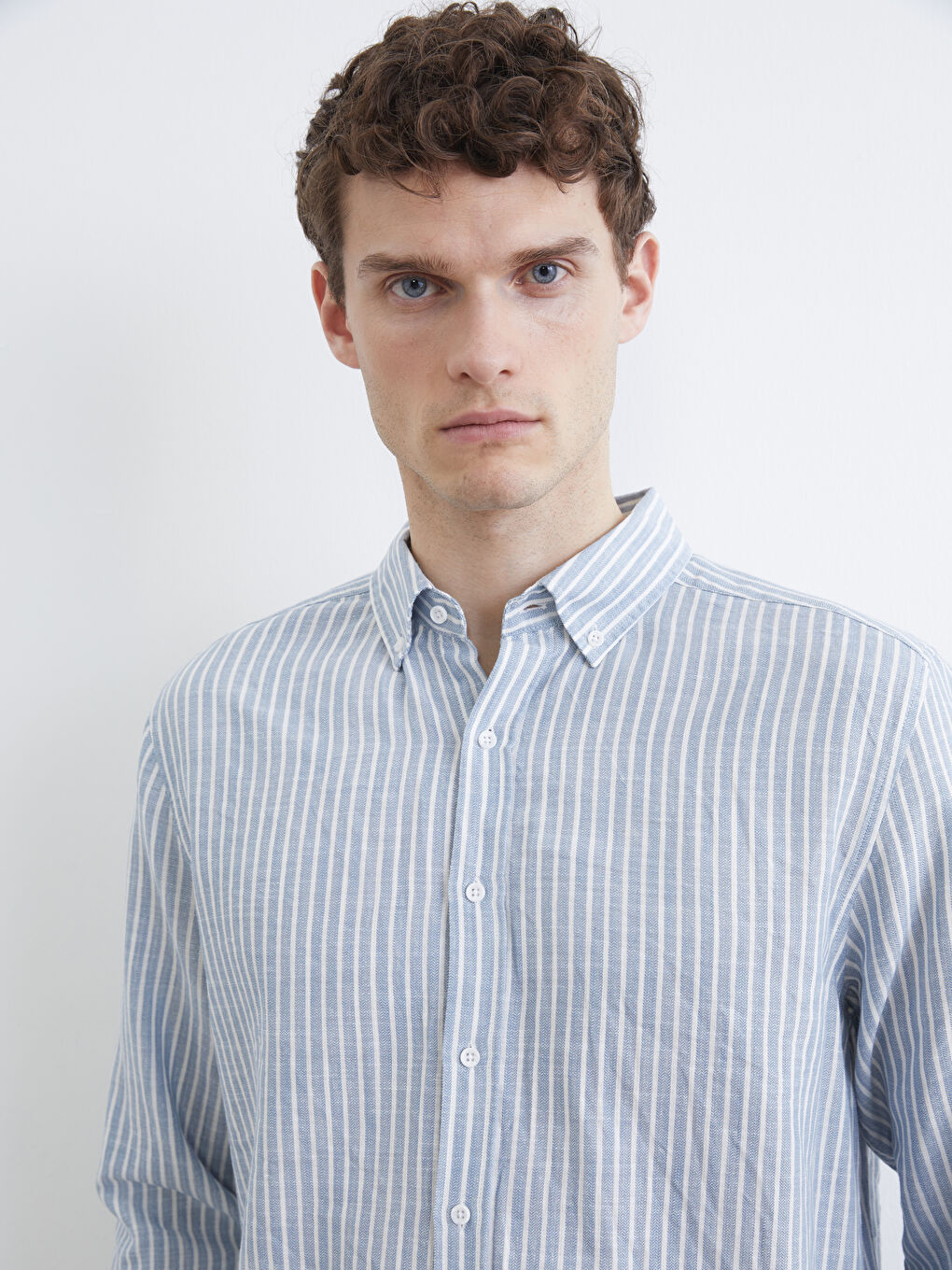 Mavi Regular Fit Çizgili Erkek Gömlek-2