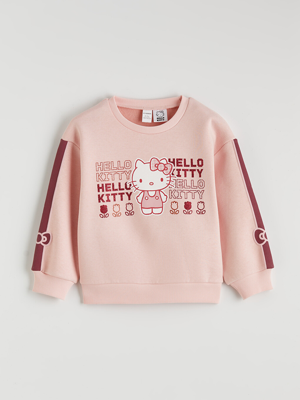Pembe Bisiklet Yaka Hello Kitty Baskılı Kız Çocuk Sweatshirt