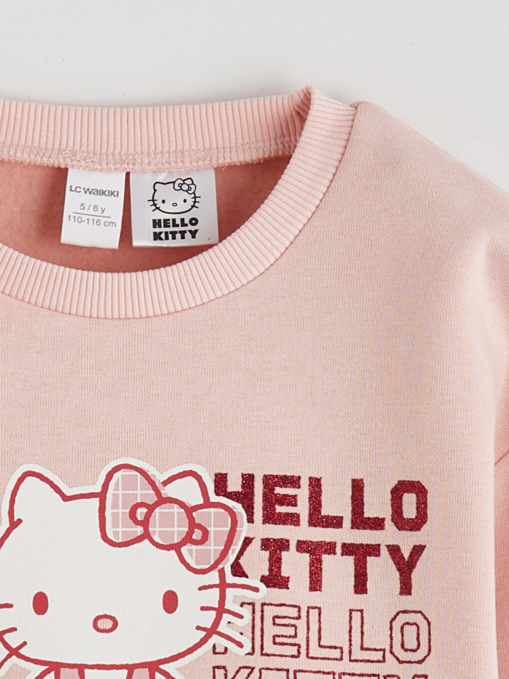 Pembe Bisiklet Yaka Hello Kitty Baskılı Kız Çocuk Sweatshirt-2