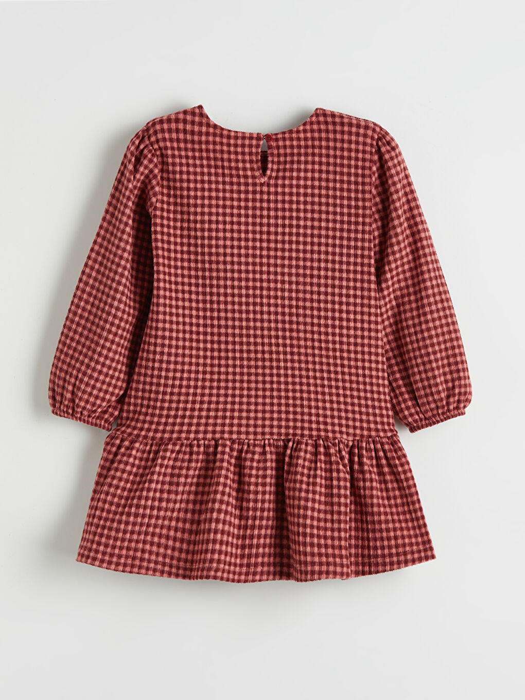 Bordo Fiyonk Detaylı Kız Çocuk Elbise-1