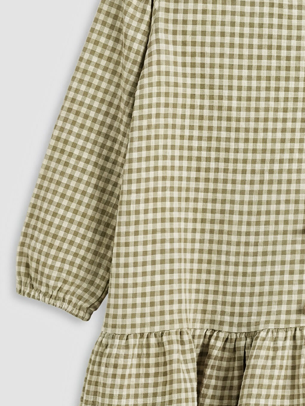 Yeşil Fiyonk Detaylı Kareli Kız Çocuk Elbise-2