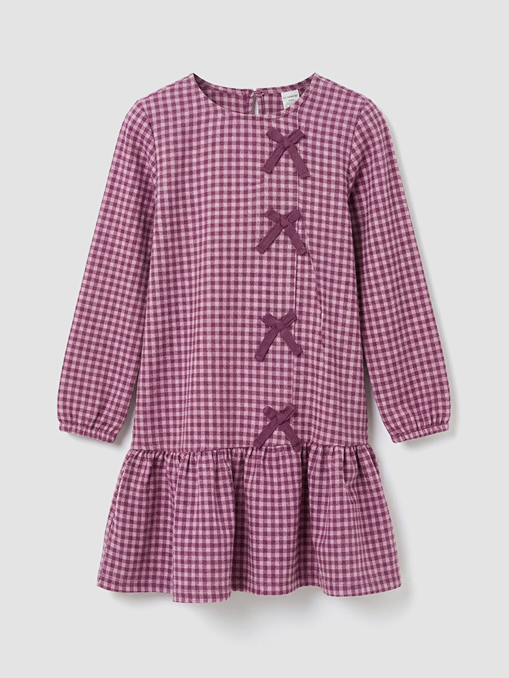 Mor Fiyonk Detaylı Kız Çocuk Elbise