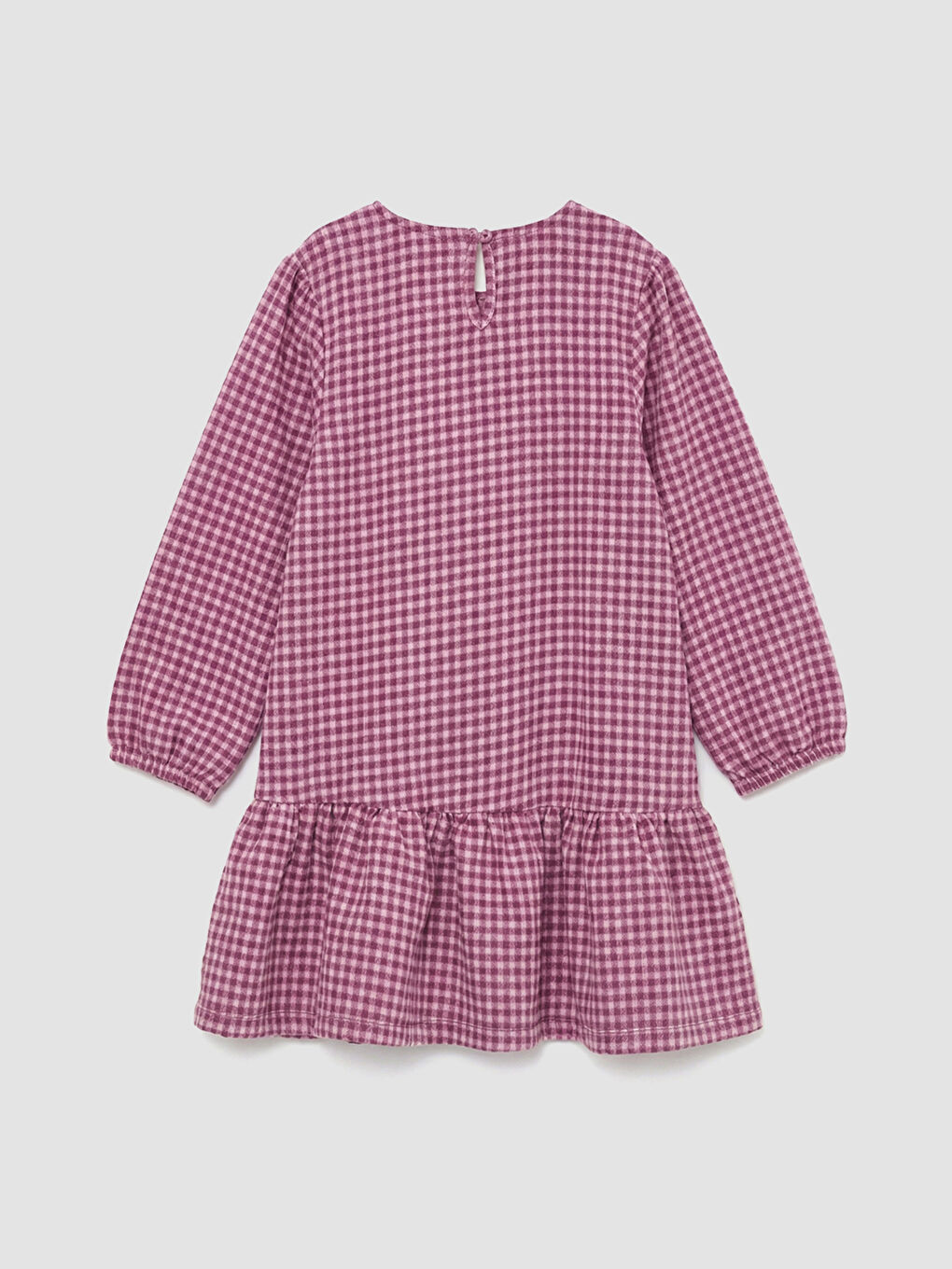 Mor Fiyonk Detaylı Kız Çocuk Elbise-1