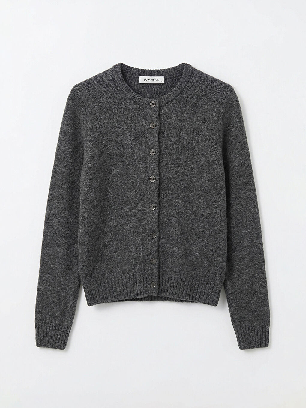 Gri Bisiklet Yaka Kadın Triko Hırka