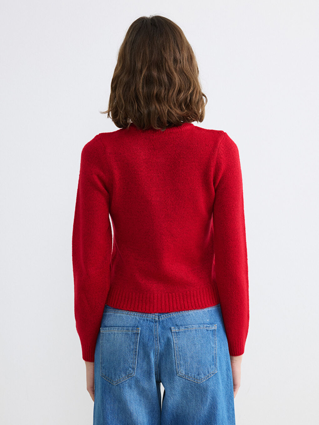 Kırmızı Bisiklet Yaka Kadın Triko Hırka-3