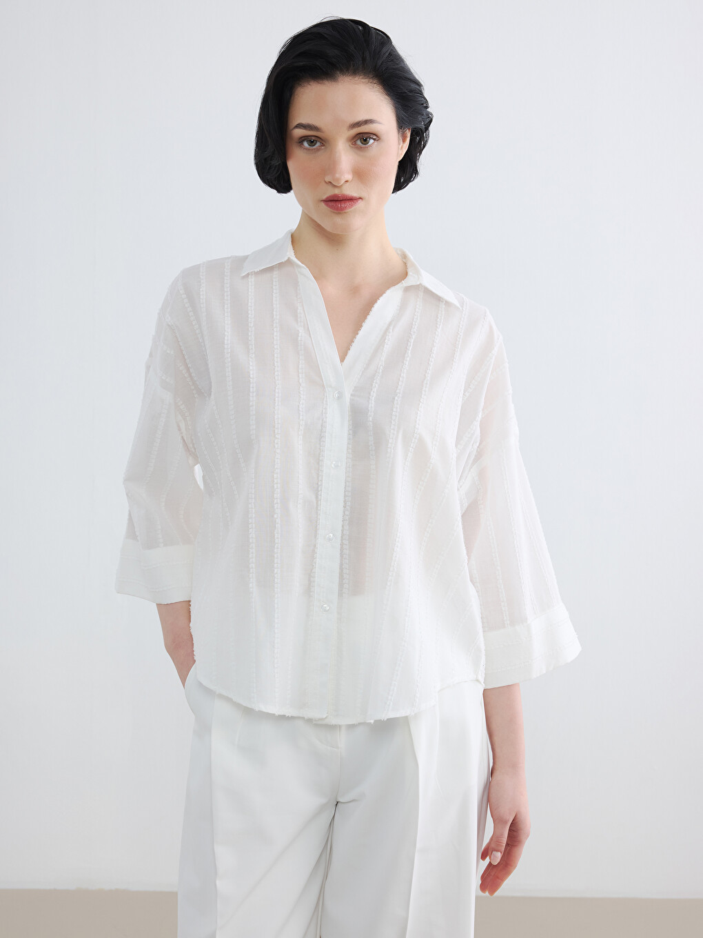 Embroidered Detailed Oversize Women's Shirt