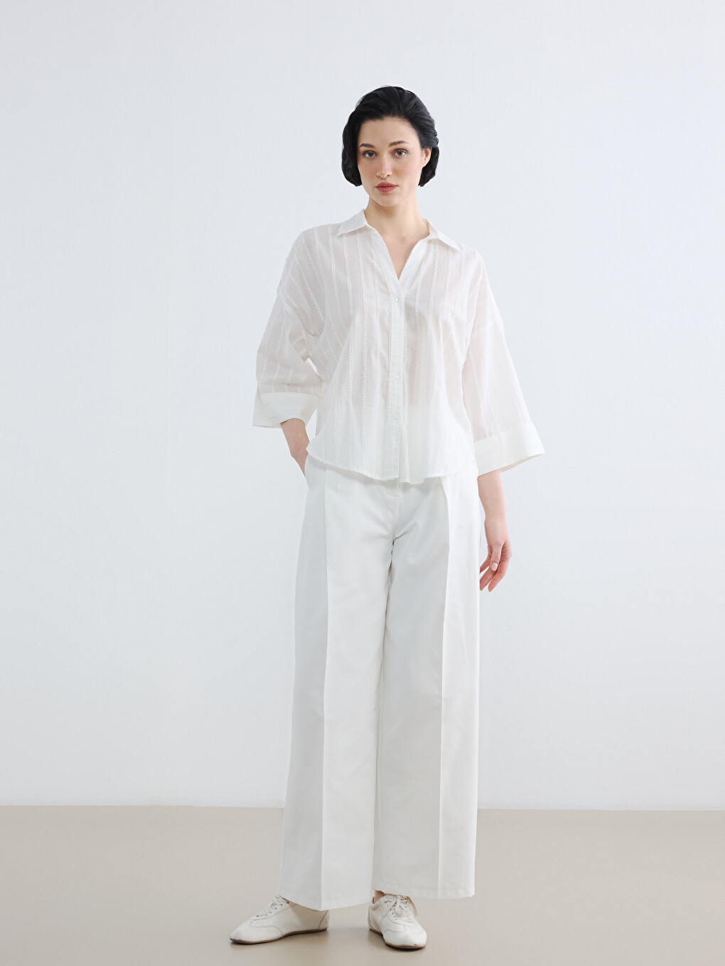 Embroidered Detailed Oversize Women's Shirt-1