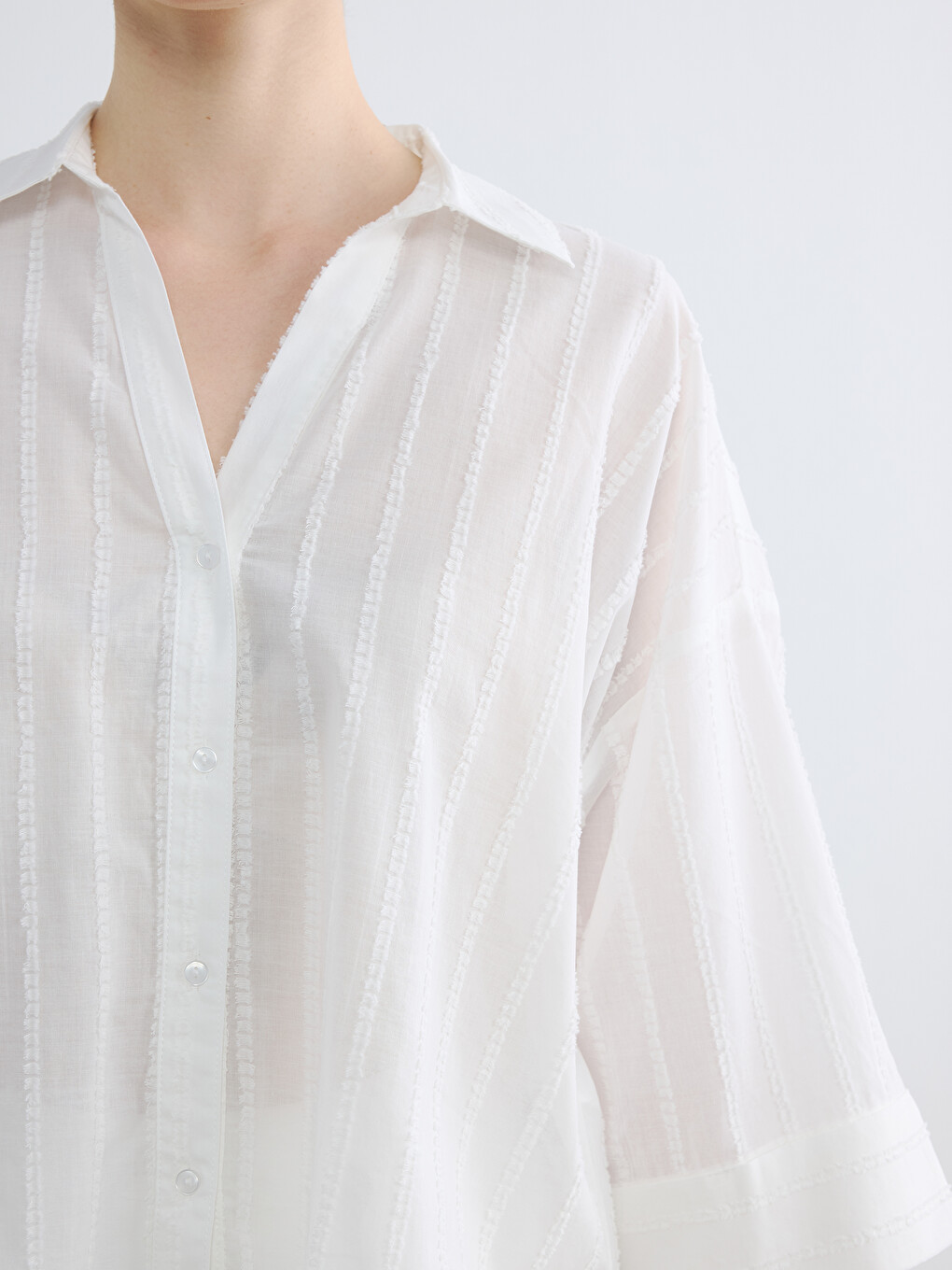 Embroidered Detailed Oversize Women's Shirt-2
