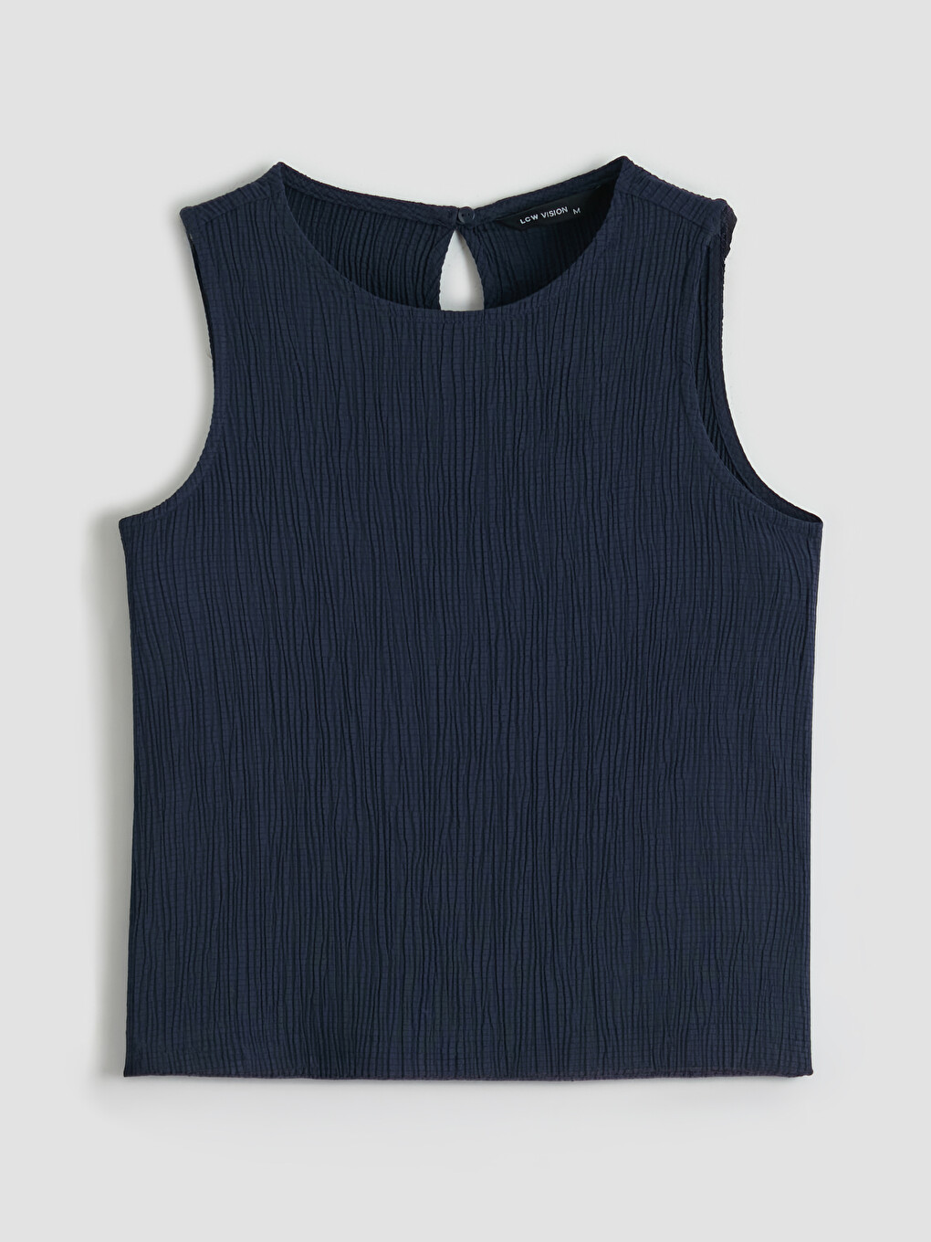 Blouse Texturée en Tissu Dobby à Col Rond-3