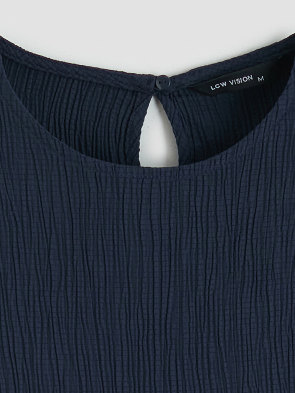 Blouse Texturée en Tissu Dobby à Col Rond-5